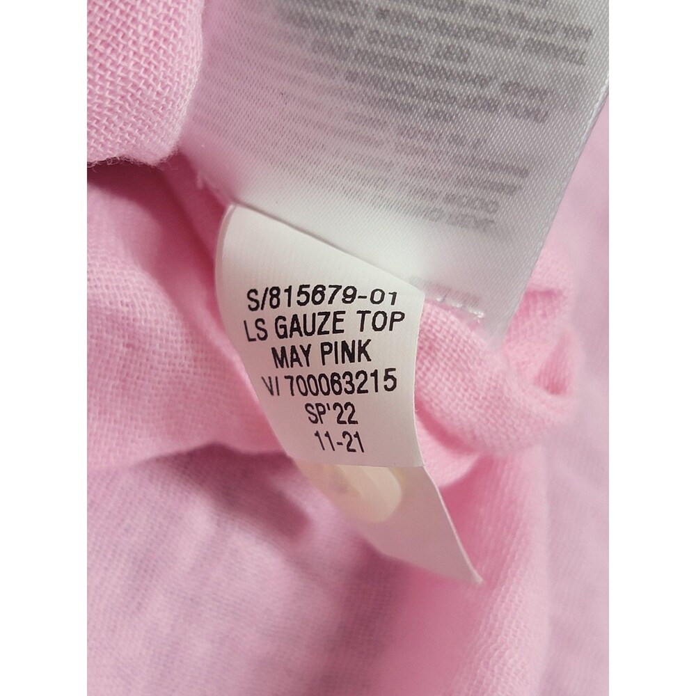 Gap Shirt Womens Small Tall Pink Long Sleeve Gauze Button Front Cotton Blouse - Picture 8 of 12